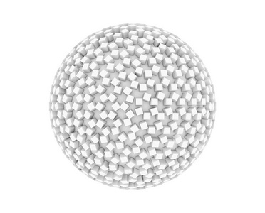 白色球体形状与立方体为技术概念隔绝在白色, 3d 抽象例证