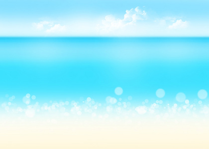 大海 沙滩和蓝色的天空自然背景