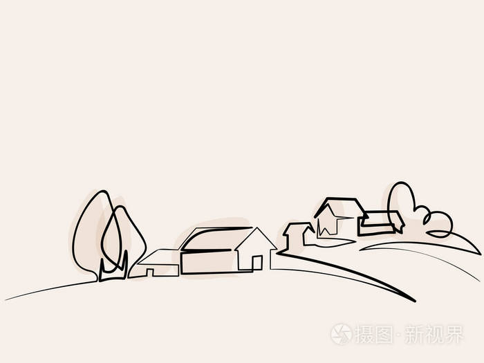 风景与村庄在山上