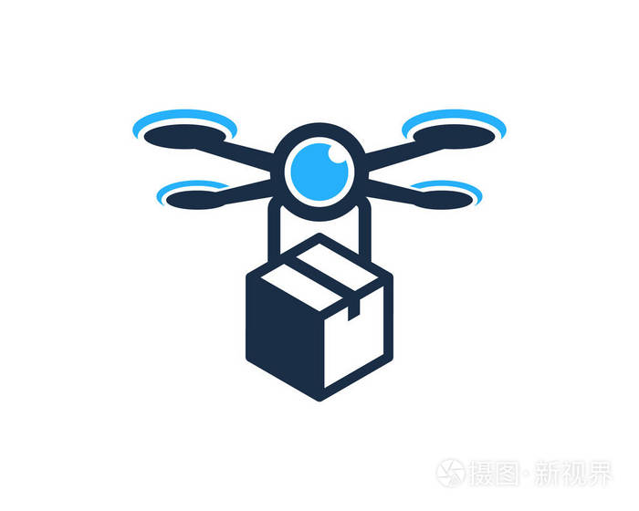 摄图新视界 插画 标志,符号 框无人机徽标图标设计.eps