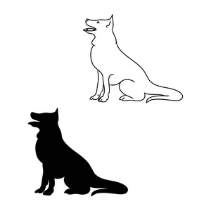 中,留着长发,黑白矢量插图的比森·阿凡尼斯小可爱狗猫和狗线艺术01