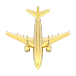 3d 例证被隔绝的金子飞机在白色背景上