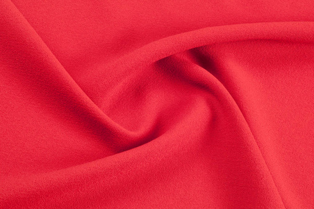 纹理, 背景, 图案。红布抽象红色背景。红色抽象织物背景或波浪状丝绸褶皱的液体波浪插图