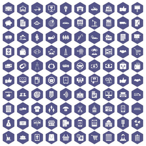 100商业图标六角紫色