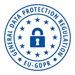 通用数据保护规则文本和挂锁符号的欧盟Gdpr 平面标签矢量图解设计