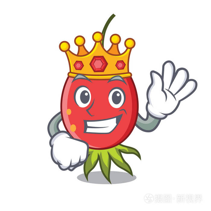 玫瑰国王吉祥物卡通风格矢量插画