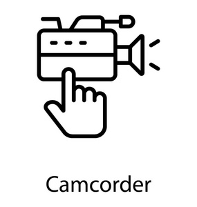 用手指着录像摄像机给摄像机图标