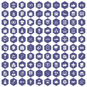 100企业战略图标六角紫色