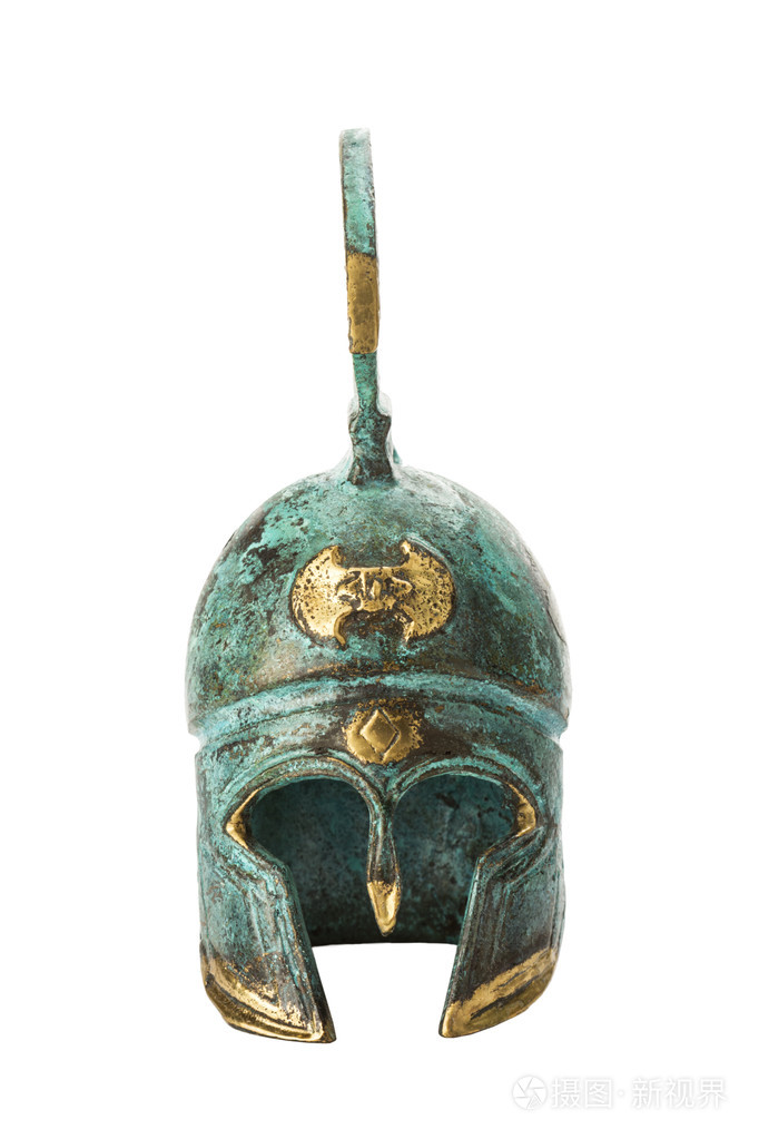 纪念品古代黄铜希腊头盔白上