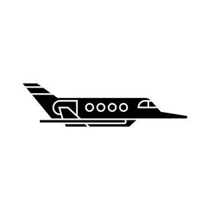 飞机黑色图标概念。飞机矢量符号, 符号, 插图