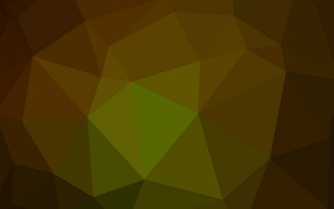 深绿色, 黄色矢量三角形镶嵌盖。带有渐变的多边形样式的彩色插图。web 站点的新纹理