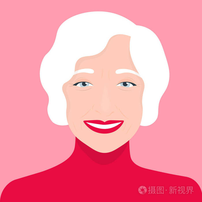 一个老妇人的肖像阿凡达欢快的养老金矢量插图