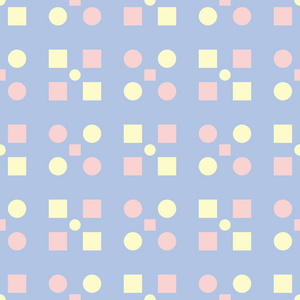 蓝色几何无缝图案。背景以米色和粉红色元素为墙纸纺织品和织品