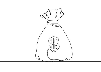 金袋子连续一个被画的单行金钱袋子照片