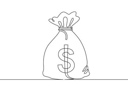 连续一个被画的单行金钱袋子图片