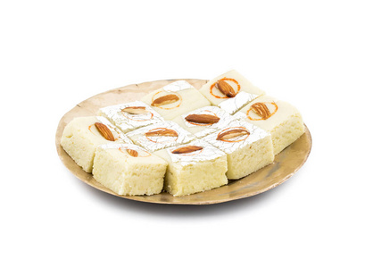 印度甜食品 Badam Barfi 也知道 Mithai, barfee, Mawa Barfi, Mava Barfi, 杏仁