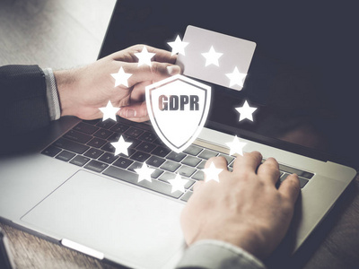 一般数据保护规则 Gdpr 和安全概念。企业财务工作与技术成功锁定的计算机全息目标保护