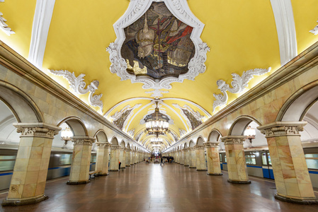 在莫斯科，俄罗斯地铁站