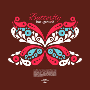美丽的蝴蝶与背景。纹身图