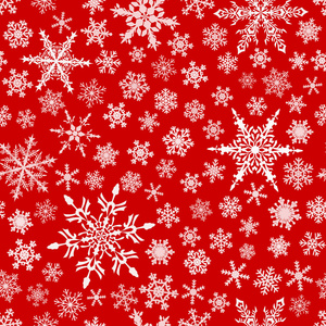 圣诞节无缝图案的雪花, 白色的红色背景
