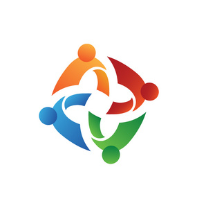 拥抱徽标中的团队合作精神团队精神团结徽标矢量拥抱徽标中的团队合作