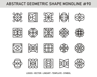 设置抽象的几何矢量徽标。细线。库存设计模式背景