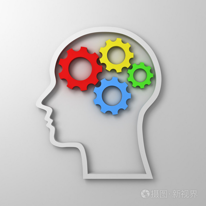 头大脑齿轮形状智力概念
