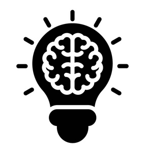 头脑中的灯泡是创造性大脑的图标
