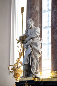 圣 Amorbach 雕像在主坛在 Franconia, 巴伐利亚, 德国的下一本笃会修道院教堂