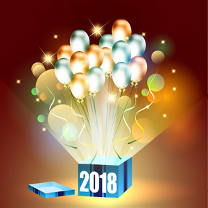 2018新年快乐文摘。矢量和插图, Eps 10