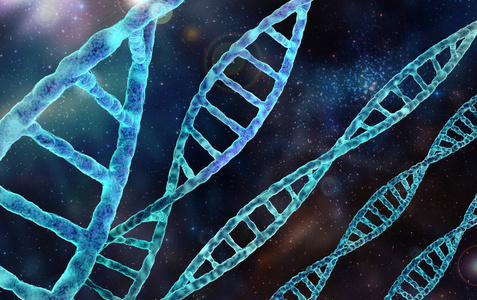 抽象空间中的 Dna 分子与神秘灯光