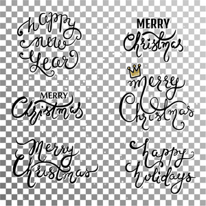 集合圣诞手绘字体设计
