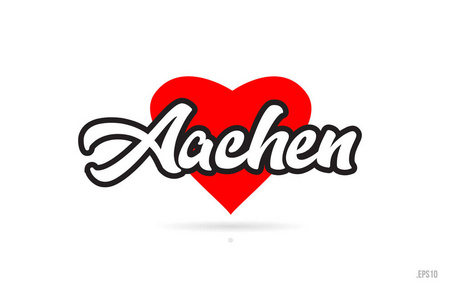 亚琛城市文本设计与红色心脏排版图标设计适合旅游推广