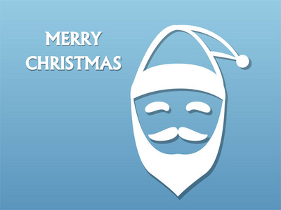 圣诞老人的帽子和蓝色背景上的胡子