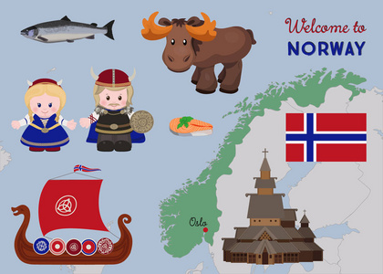 欢迎来到挪威，斯堪的纳维亚的符号集