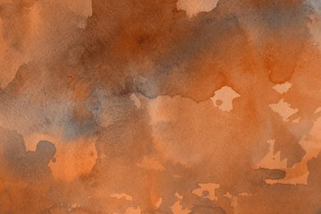 在纸抽象背景的橙色水彩画