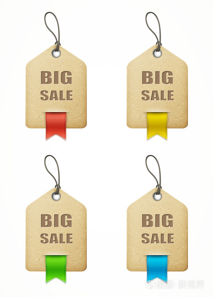 与五彩缤纷的彩带大甩卖纸标签集