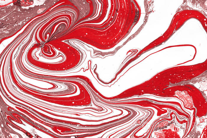 红色大理石背景与油漆飞溅纹理