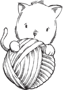 小猫素描涂鸦矢量猫插画艺术
