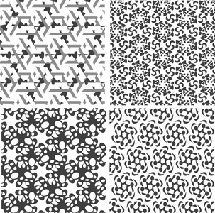 无缝的几何图案集，黑色和白色