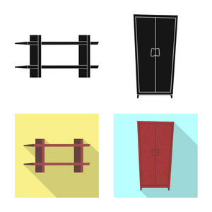 家具和公寓图标的矢量设计。家具和家庭股票矢量图的收集
