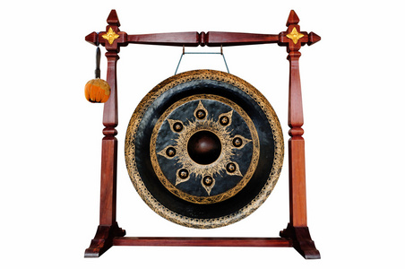 泰国本机锣孤立在白色背景照片