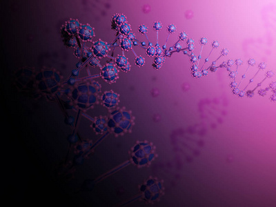 从黑暗的抽象 Dna 螺旋三维图