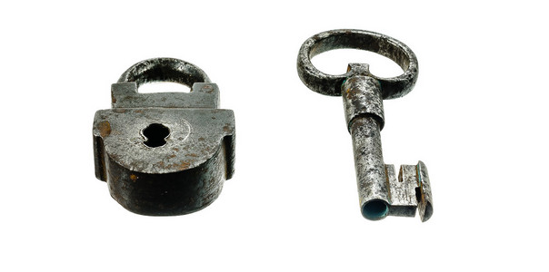 旧金属锁和钥匙