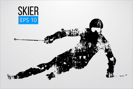滑雪运动员的剪影被隔绝。矢量插图
