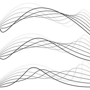 抽象的曲线，虚线，黑色和白色的风格图形