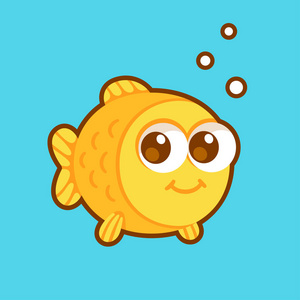 可爱卡通金鱼在水中, 国内宠物鱼矢量剪贴画插图照片