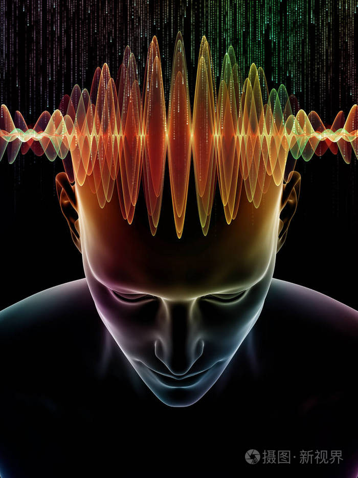 意识大脑智力和人工智能这一主题上人类头部3d插图和技术符号的背景