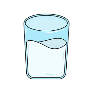 白色背景的牛奶卡通玻璃照片