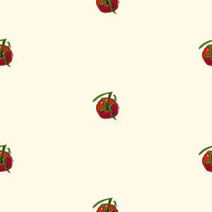 带红色成熟西红柿的矢量无缝图案
